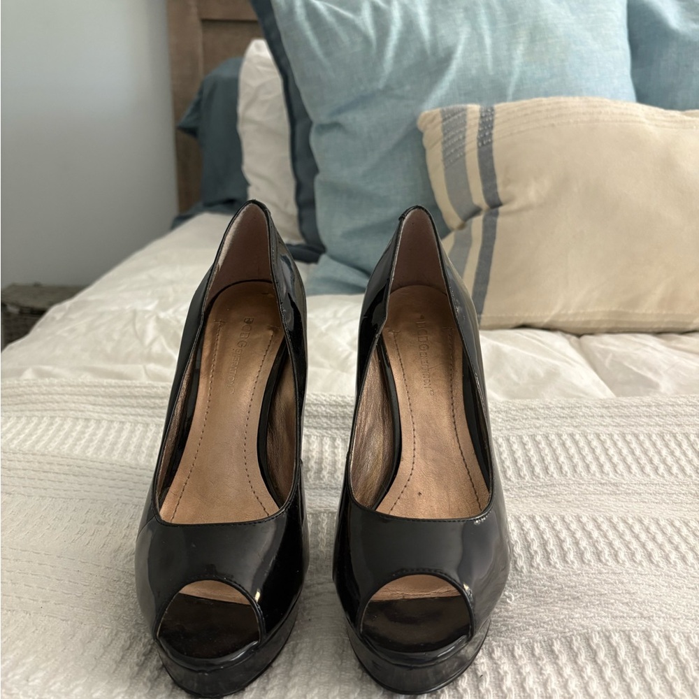 BCBGeneration Black Peep-Toe Heels